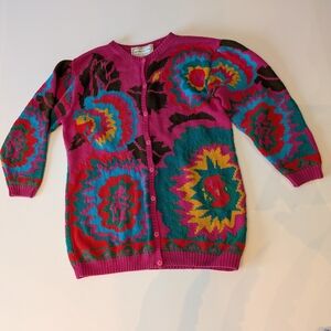 Vintage Adrienne Vittadini Cotton Cardigan Multi Colors